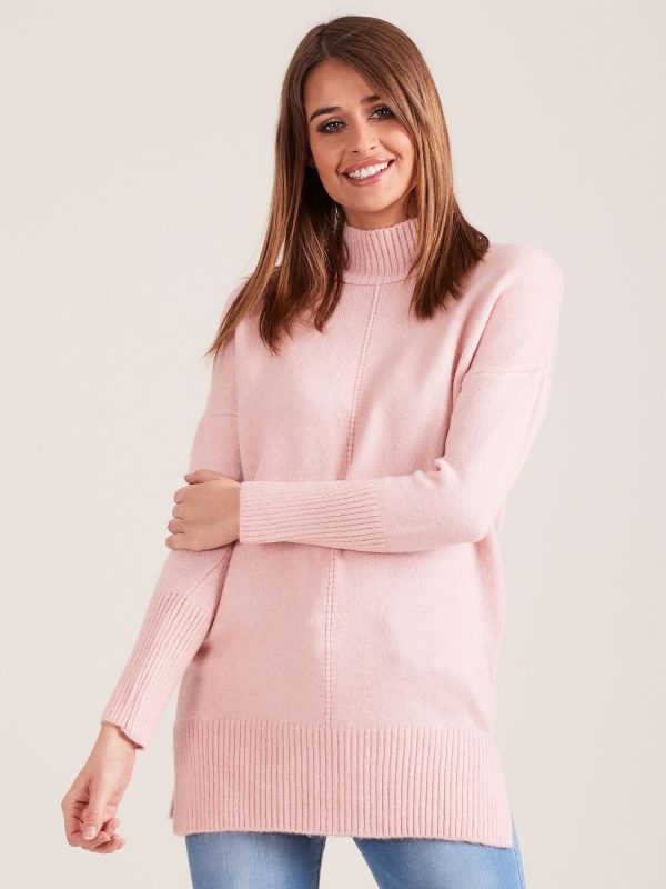 Wholesale Light Pink Women's Turtleneck Sweater