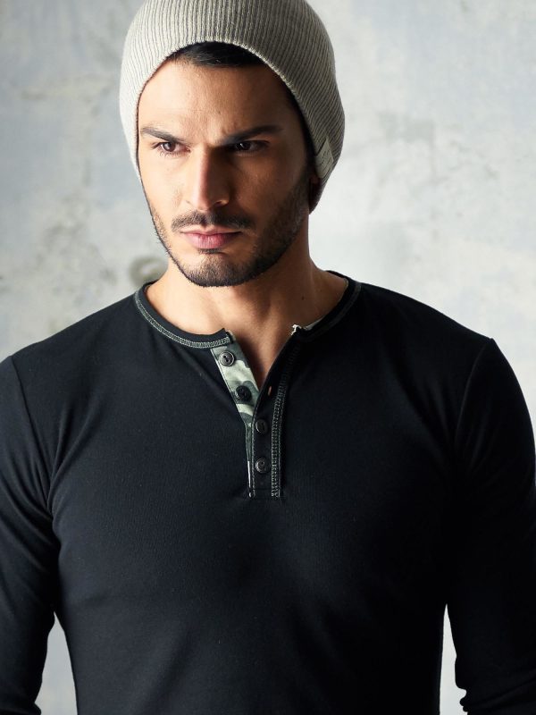 Wholesale Men's Black Long Sleeve Blouse