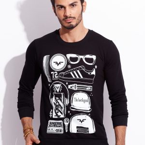 Wholesale Black sweatshirt for men without a hood with print