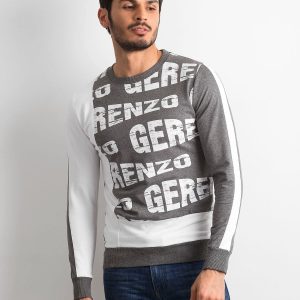 Wholesale Grey and white sweatshirt for men with inscriptions