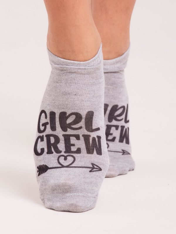 Wholesale Grey women's foot with print GIRL CREW