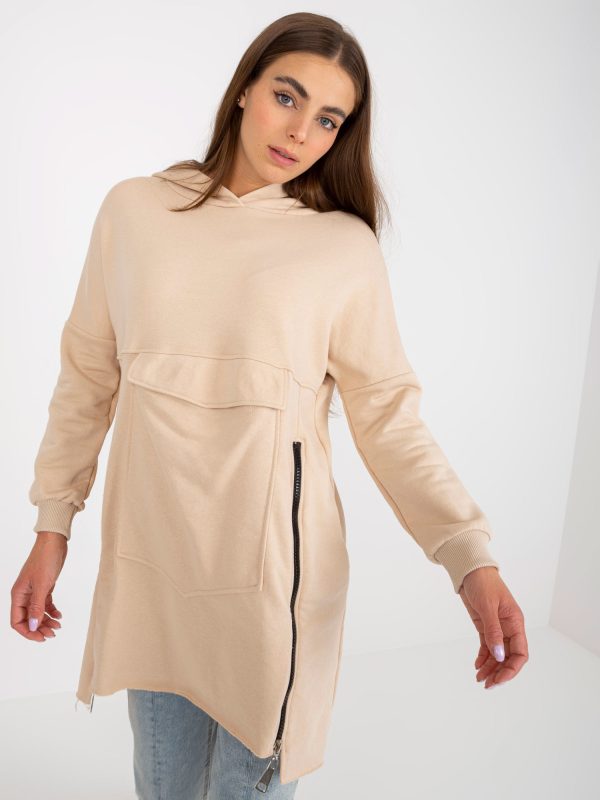 Wholesale Beige long basic hoodie