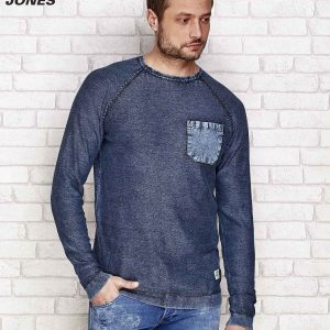 Wholesale Navy blue decatized men's sweater