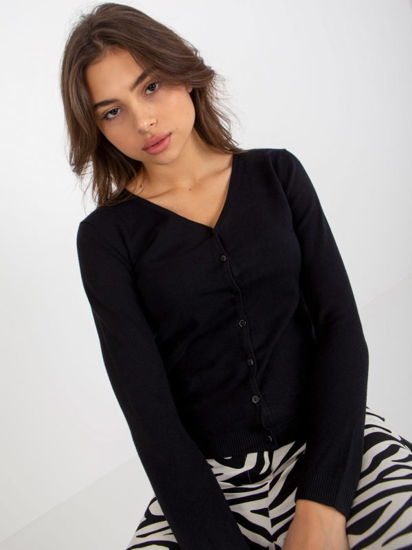 Wholesale Black fitted V-neck cardigan