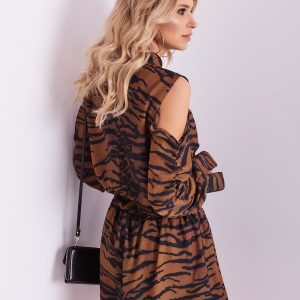 Wholesale BY O LA LA Brown and black tiger striped dress