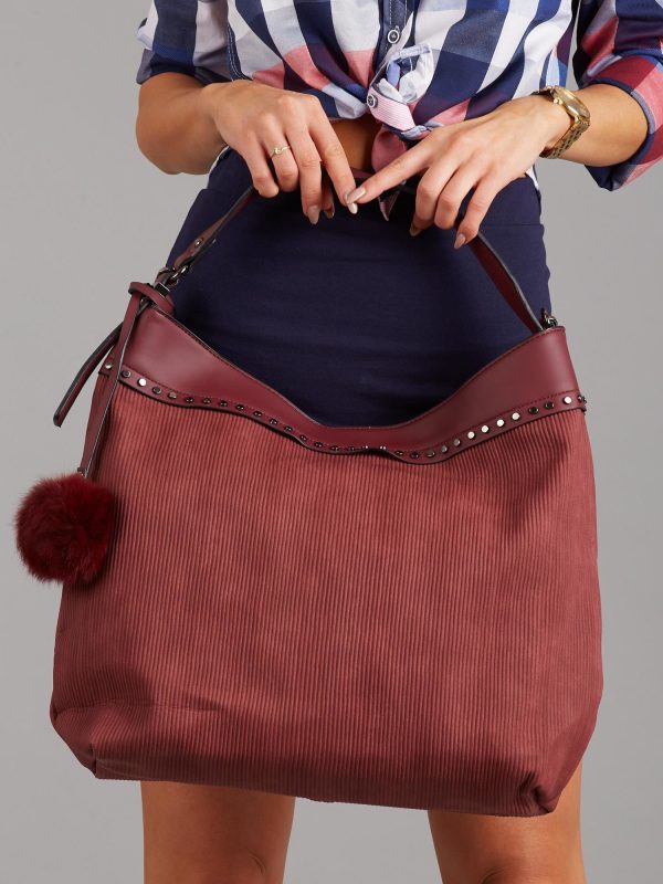 Wholesale Burgundy bag with ribbed