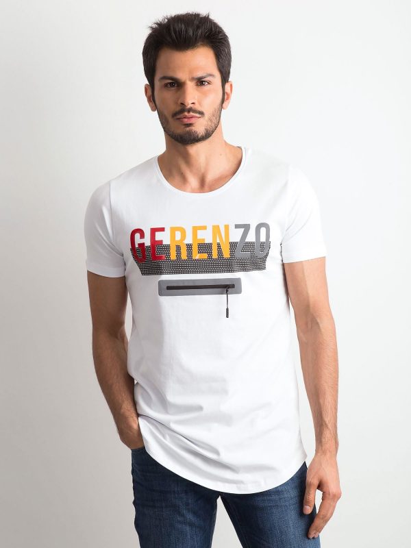 Wholesale White Men's T-Shirt with Lettering