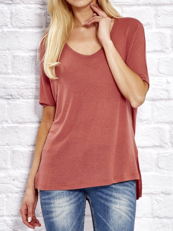 Wholesale Bright red blouse in oversize cut