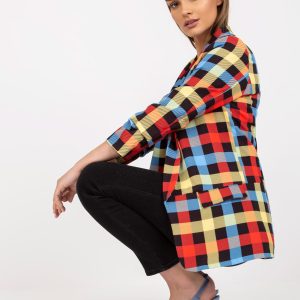 Wholesale Yellow and Red Women's Colorful Plaid Blazer