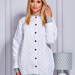 Wholesale Quilted bomber jacket with stripes white