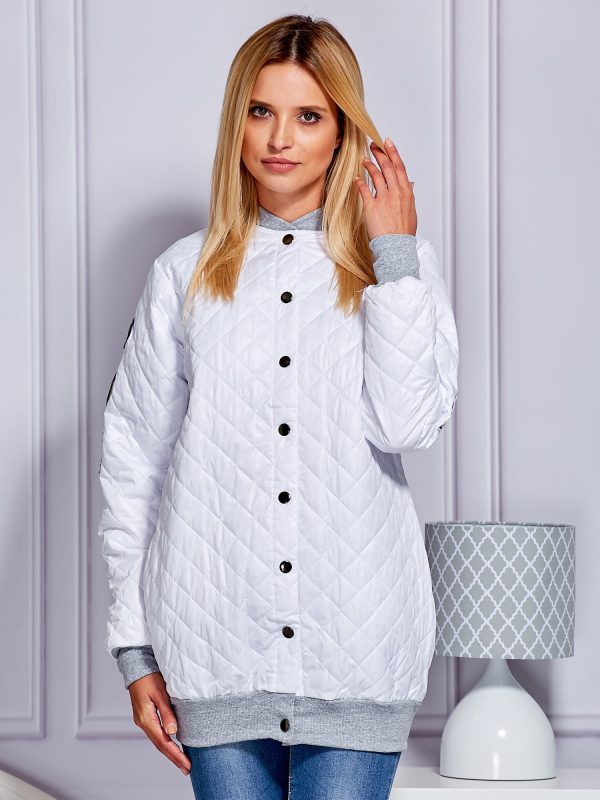 Wholesale Quilted bomber jacket with stripes white