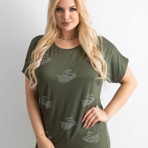 Wholesale Khaki T-shirt plus size with applique