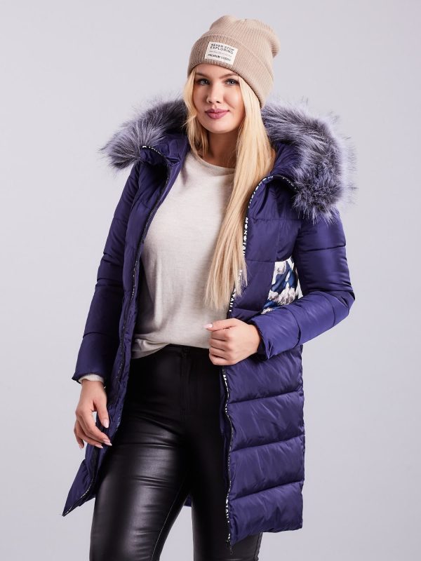 Wholesale Plus Size Blue Quilted Winter Jacket