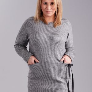 Wholesale Light grey striped tunic PLUS SIZE