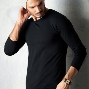 Wholesale Black blouse for men's longsleeve