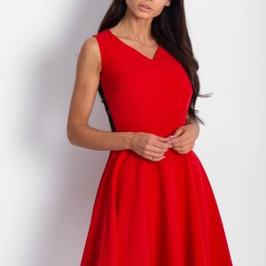 Wholesale Women's dress with transparent back insert red