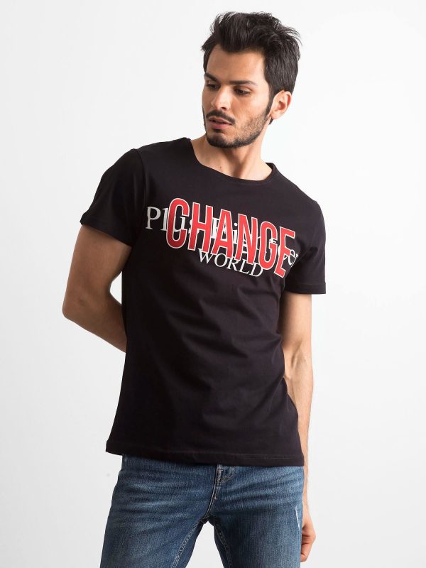 Wholesale Men's Black Cotton Printed T-Shirt