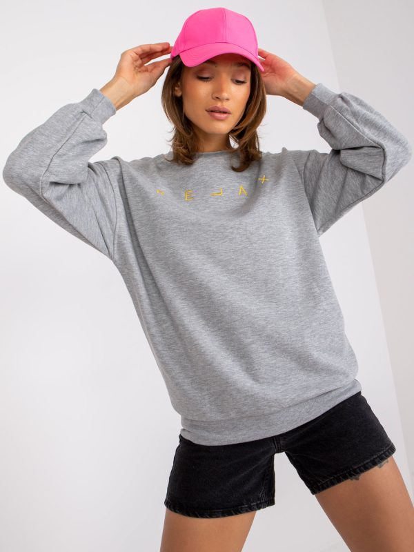 Wholesale Grey melange sweatshirt with Damiette inscription