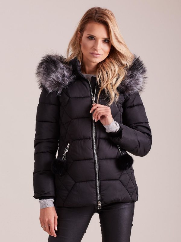 Wholesale Black Hooded Down Jacket