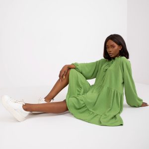 Wholesale Green oversized dress with ruffle