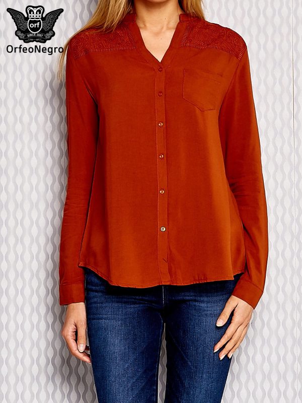 Wholesale Brick blouse with embroidered pattern