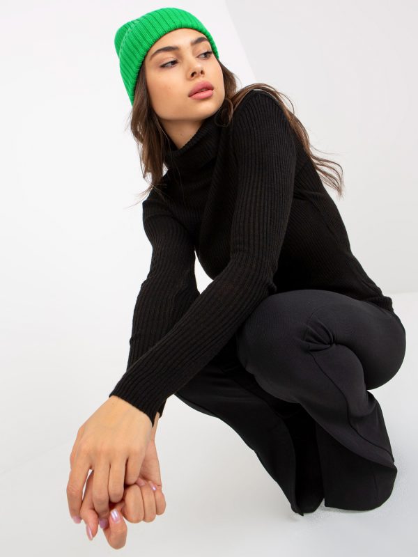 Wholesale Black Tailored Turtleneck Stripe Sweater