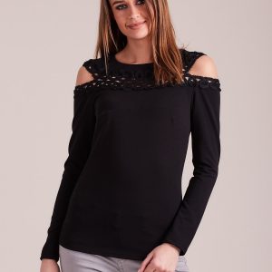 Wholesale Blouse with cutouts and black lace