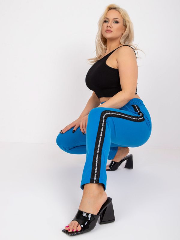 Wholesale Blue plus size sweatpants with Felise applique