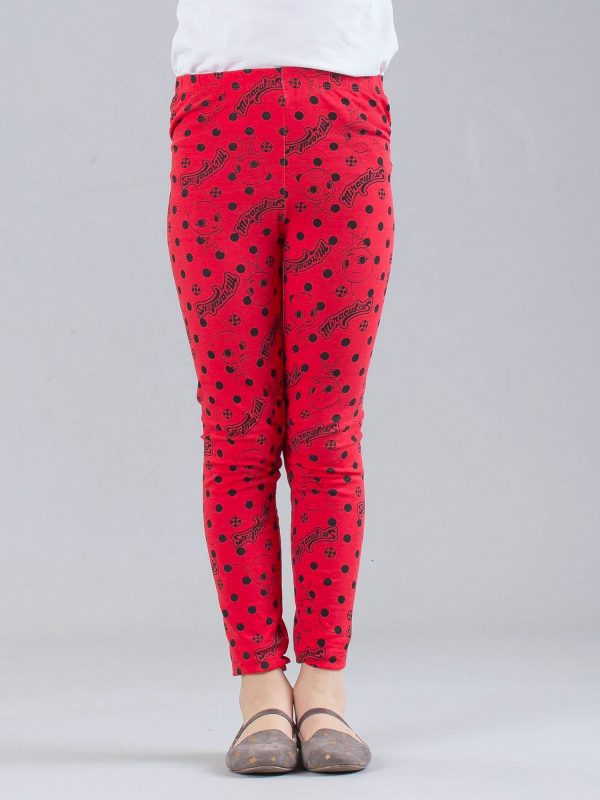 Wholesale Red children's leggings with MIRACULOUS print