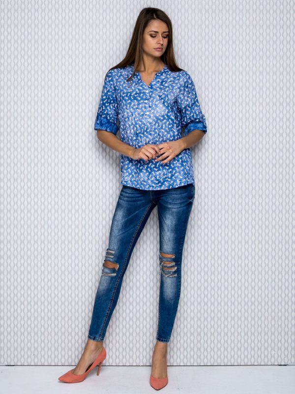 Wholesale Blue blouse with print