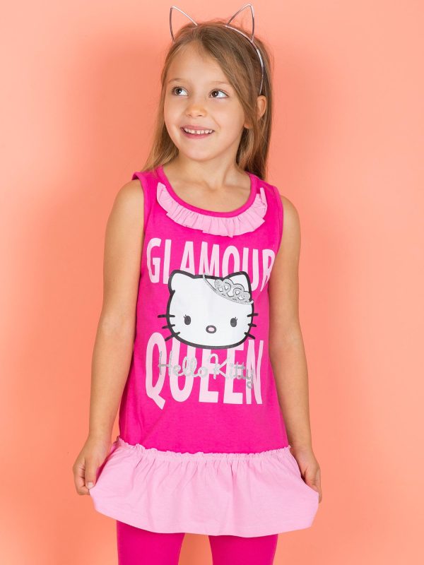 Wholesale Pink tunic with frill HELLO KITTY