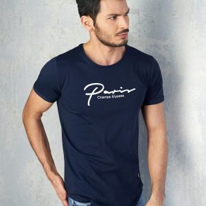 Wholesale Navy blue t-shirt for men with inscription