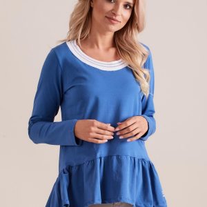 Wholesale Blue women's blouse with a basque