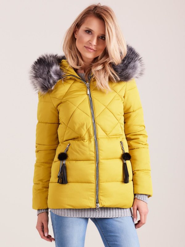 Wholesale Yellow winter jacket with fur