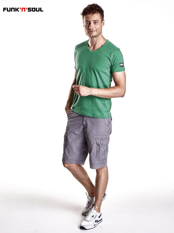 Wholesale Green Classic Men's Striped T-Shirt Funk n Soul