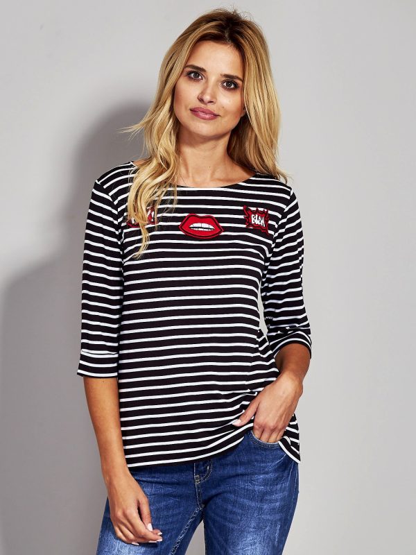 Wholesale Black striped blouse with stripes