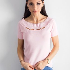 Wholesale Light pink blouse with cutouts