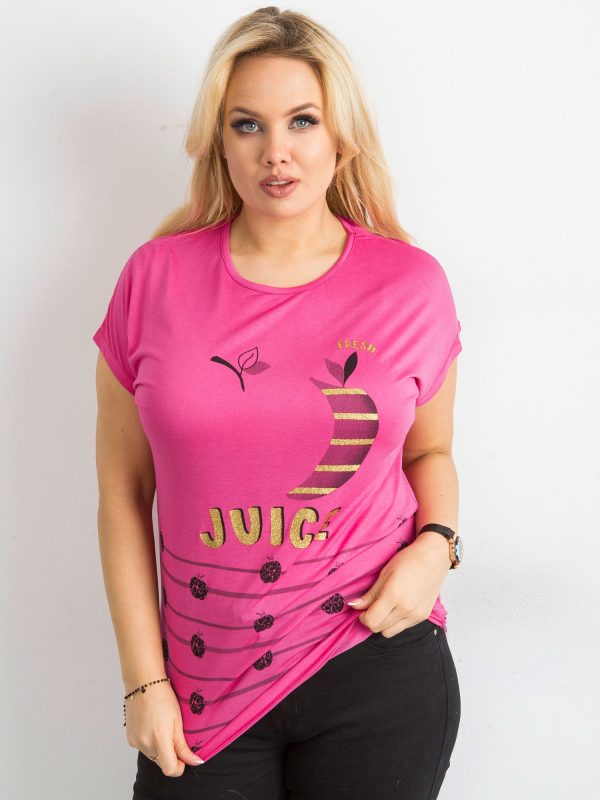 Wholesale Viscose T-shirt dark pink PLUS SIZE