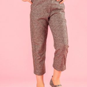 Wholesale Khaki Girls Pants with Knitted Print