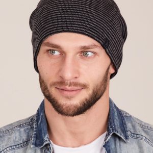 Wholesale Grey and black men's hat with small stripes