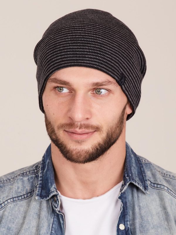 Wholesale Grey and black men's hat with small stripes