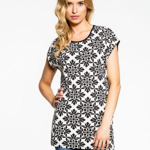 Wholesale Black t-shirt with geometric ornament print