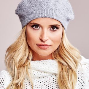 Wholesale Gray beret with applique