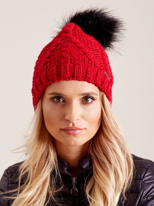 Wholesale Burgundy insulated hat with pompom