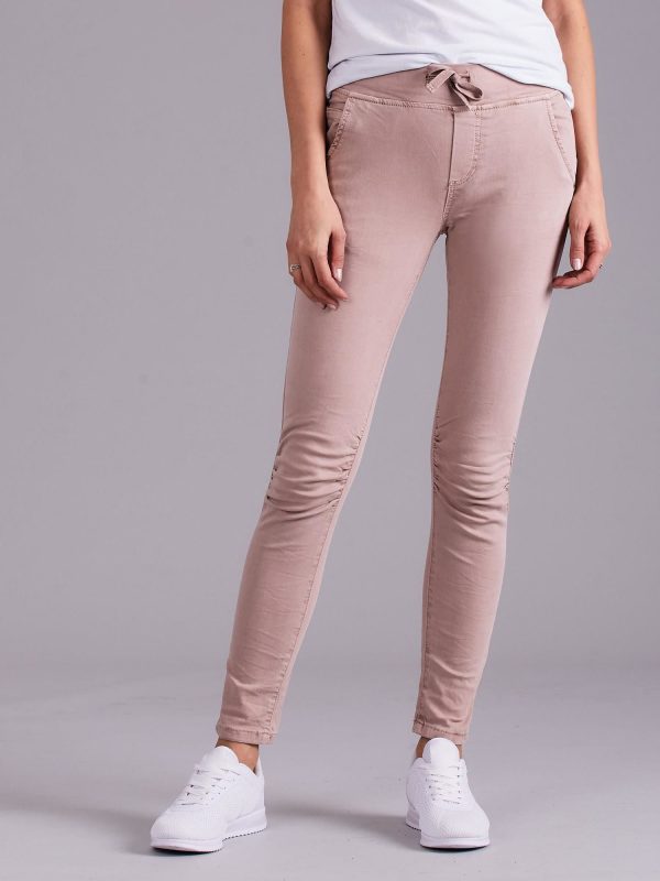 Wholesale Pale pink jeggings with stripes