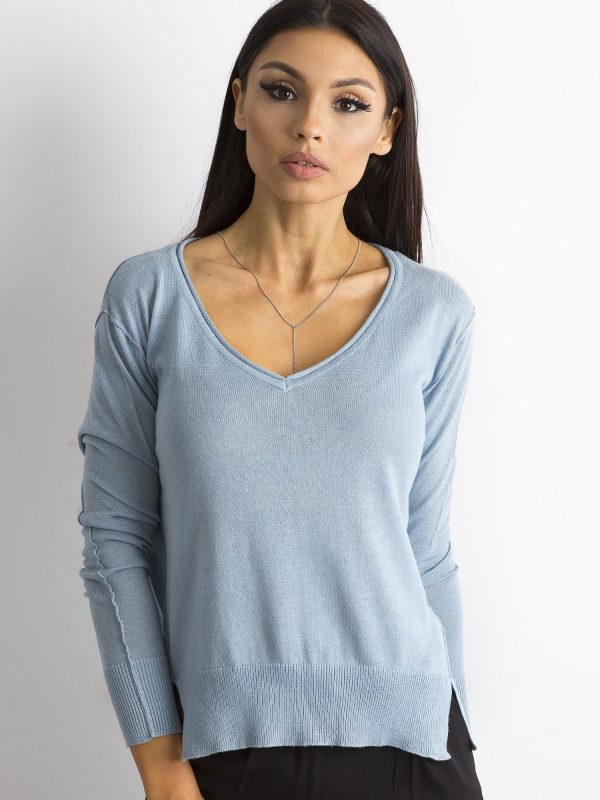 Wholesale Light Blue Loose Women's Sweater