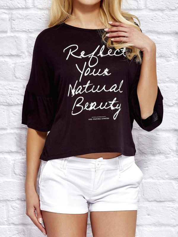 Wholesale Black blouse with inscription