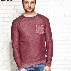 Wholesale Burgundy decathized men's sweater with pocket