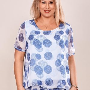 Wholesale Light blue mist blouse in colorful patterns PLUS SIZE