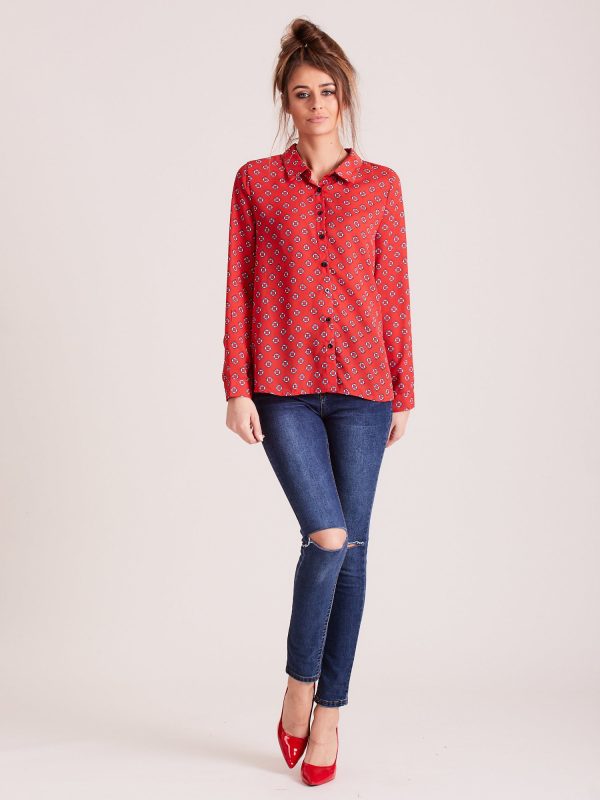 Wholesale Red Shirt with Sea Print